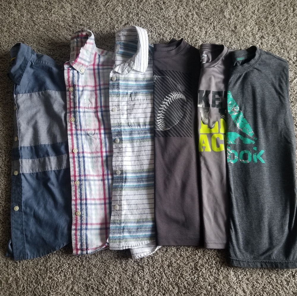 NAUTICA, GAP, REEBOK, PLACE, CHAMPION, LOT SHIRT SIZE 7, 8. BOY